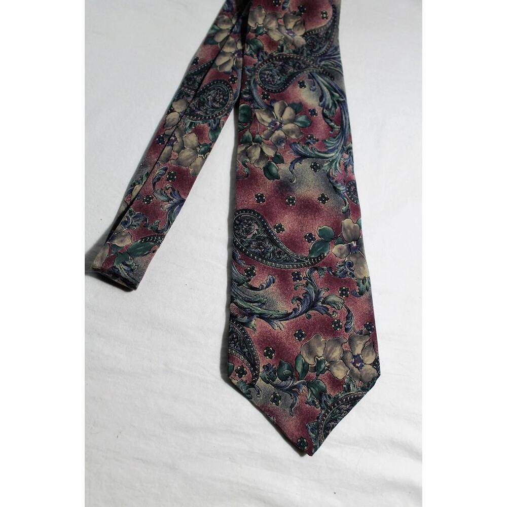 BILL BLASS Silk Necktie, Mauve-Blue-Green-Gray, 3.75 X 56 Inches